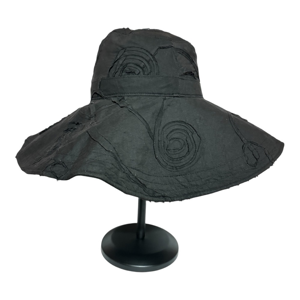 San Diego Hat Co. Floppy Wide Brim Sun Hat Black Floral Design